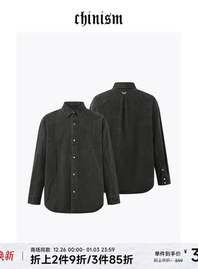 CHINISM丨牙签褶休闲长袖衬衫男秋季纹理水洗衬衣/CXHA36P1052