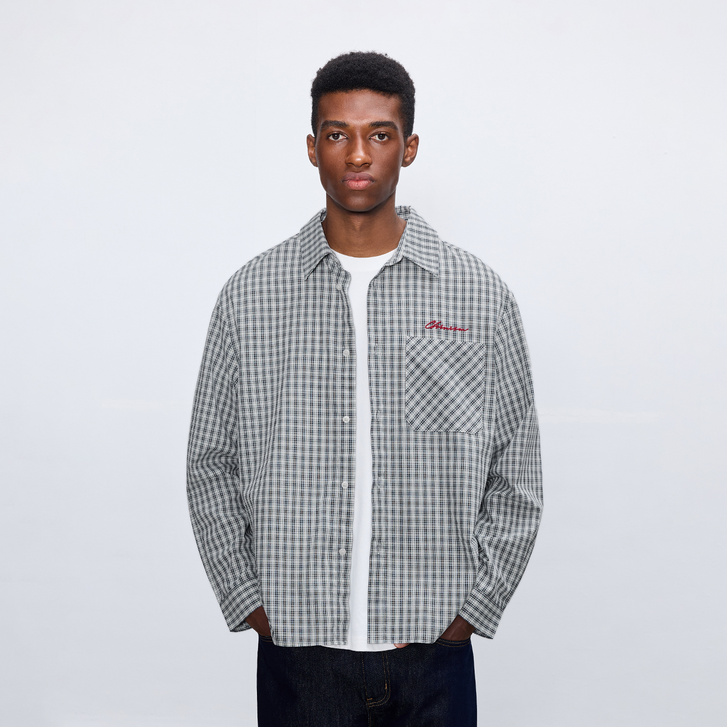 CHINISM赤尘复古格子长袖衬衫