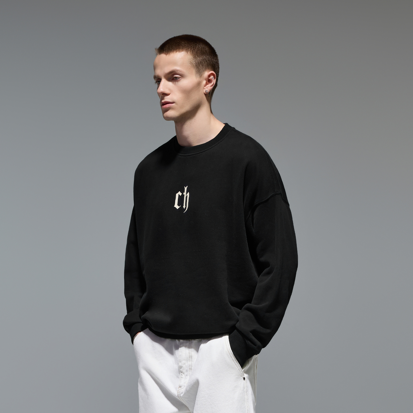 CHINISM赤尘字母印花圆领卫衣