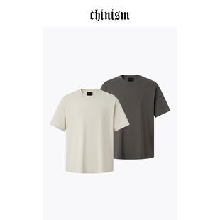CHINISM 新款 简约百搭半袖 撞色缝线设计高克重纯棉t恤男夏季