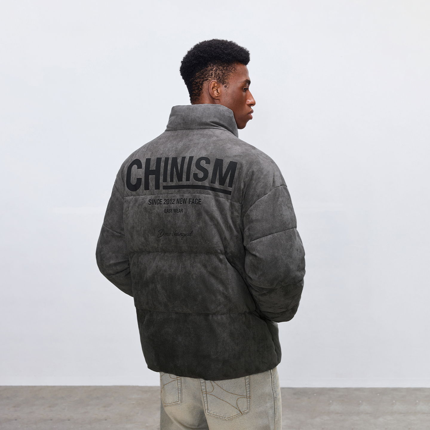 CHINISM赤尘麂皮绒立领棉服男