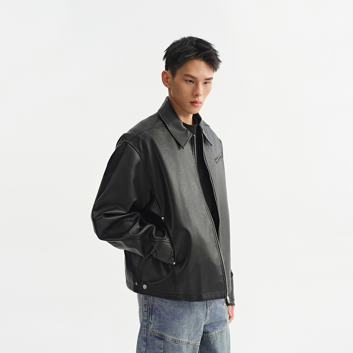 CHINISM赤尘擦色PU皮夹克