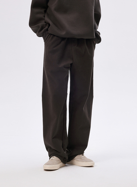 CHINISM丨重磅纯棉拉毛弯刀卫裤男冬季加绒加厚男生直筒休闲裤