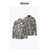 毛边长袖 格子衬衫 男秋季 CHINISM 美式 宽松休闲翻领外套上衣