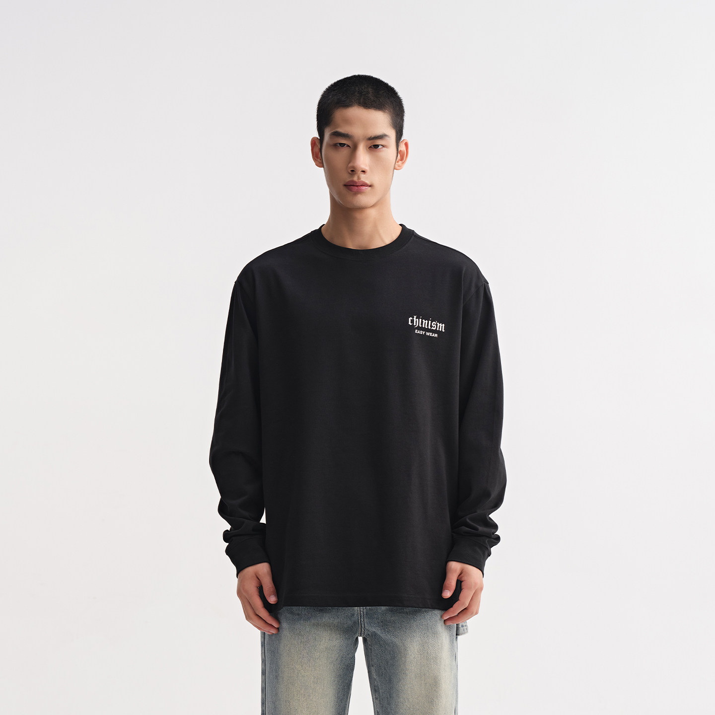 CHINISM赤尘logo印花长袖T恤男