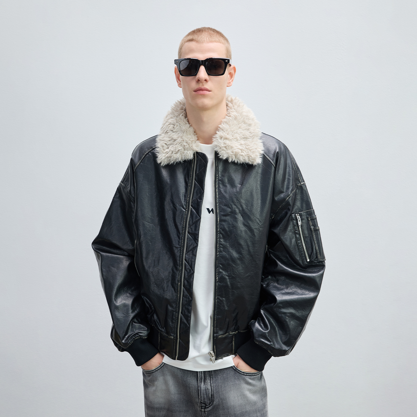 chinism毛领座山雕外套