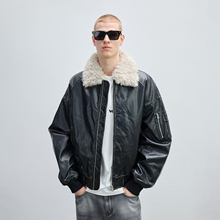 CHINISM赤尘 座山雕外套MA1飞行员夹克男毛领加厚男生油蜡皮衣