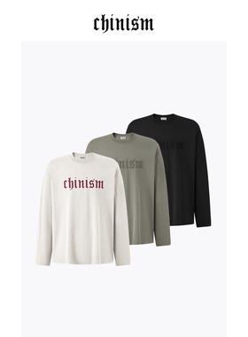 CHINISM丨索罗娜凉感重磅245G透气落肩刺绣长袖T恤男/CXHB33I5045