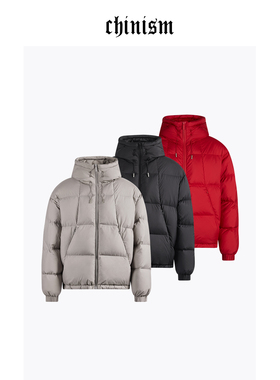 CHINISM丨井字格三防连帽加厚短款羽绒服男冬季新款/CEHA41D3015