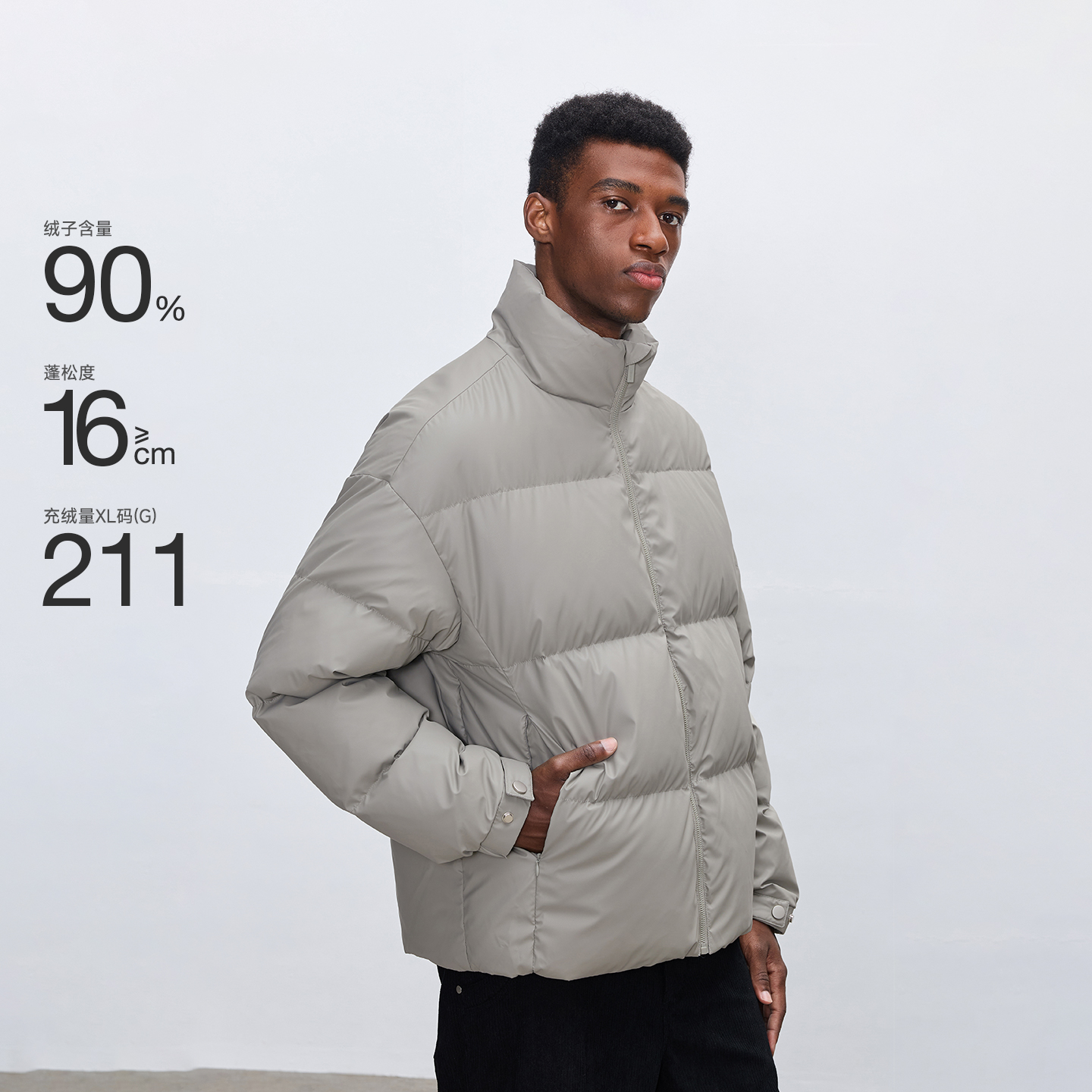 CHINISM赤尘pu皮立领羽绒服男