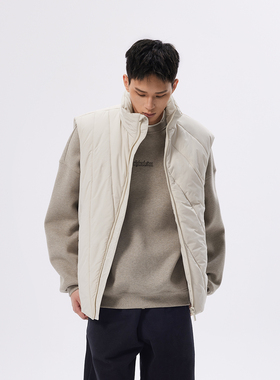 CHINISM丨射线分割棉马甲男冬季加厚保暖立领外套/CXTA41C1013