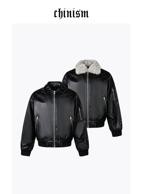 CHINISM丨座山雕外套MA1飞行员夹克男毛领加厚保暖男生油蜡皮衣