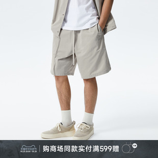 男夏美式 商场同款 CHINISM品牌LOGO印花梭织短裤 侧开衩五分裤