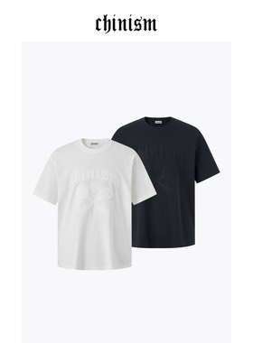 CHINISM丨竹节棉乱针刺绣T恤男夏季轻薄透气休闲半袖/CXHB31H2031