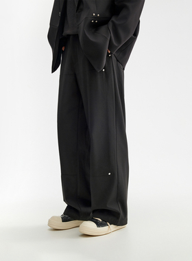 CHINISM丨黑色垂感直筒西裤男秋季新款美式休闲长裤/CXQB14N3036