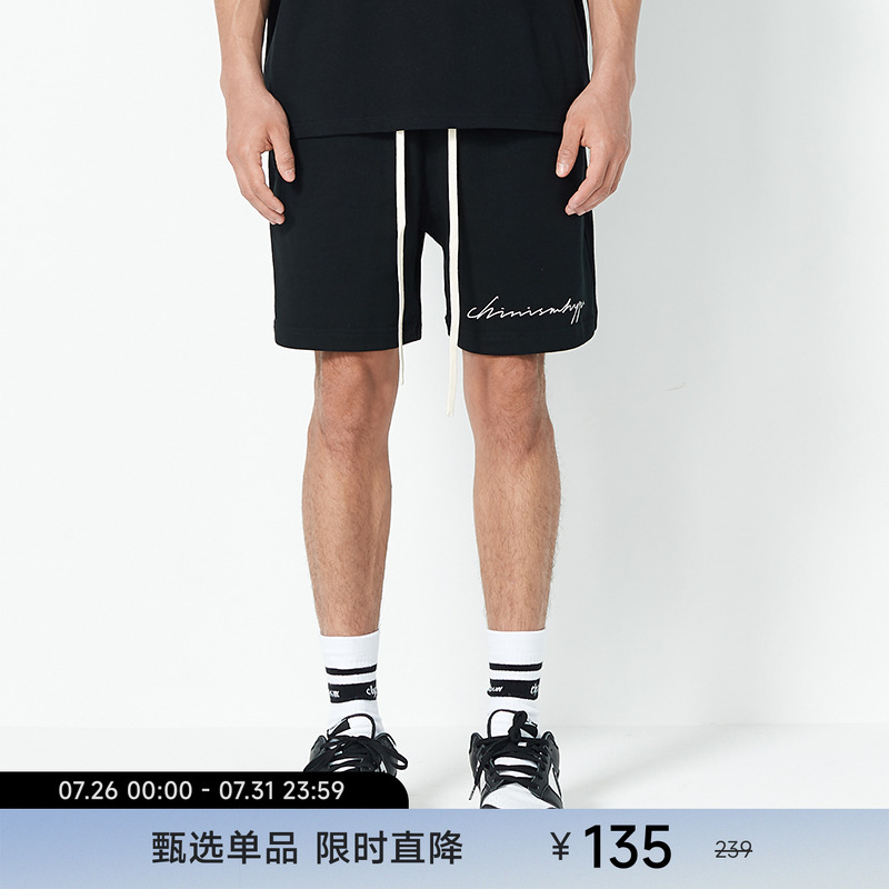 chinism黑色运动短裤宽松