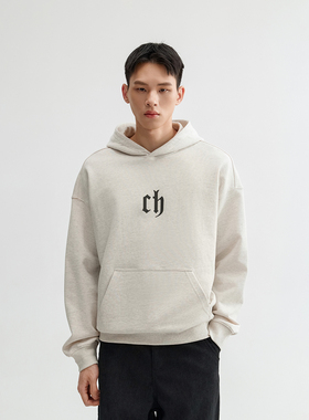 CHINISM丨重磅415G经典印花连帽卫衣男秋季宽松上衣/CESA34K2026