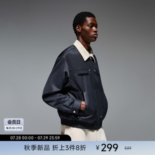 CHINISM赤塵 美式 撞色短款 通勤外套 燈芯絨拼接翻領休閑夾克男秋季