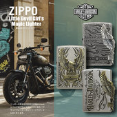 小魔女正品 zippo打火机日版 古银贴章哈雷雄鹰侧鹰翅膀HDP73