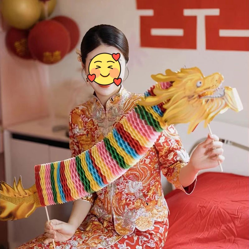接亲剪纸舞龙结婚拍照新娘手持彩龙网红小道具晨袍秀禾跟拍中国风
