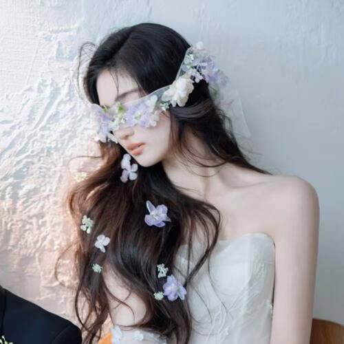 蒙眼纱diy甜美森系新娘结婚
