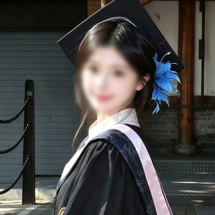 气质款2026新款!蓝色百合发夹女!簪花毕业照学士帽发饰盘发器发饰