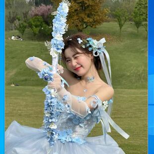 精灵花朵弓箭影楼摄影写真旅拍汉服花藤弓箭新娘粘花弓箭拍照道具