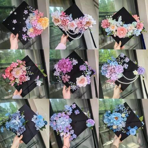 精致学士帽成品簪花大学生毕业