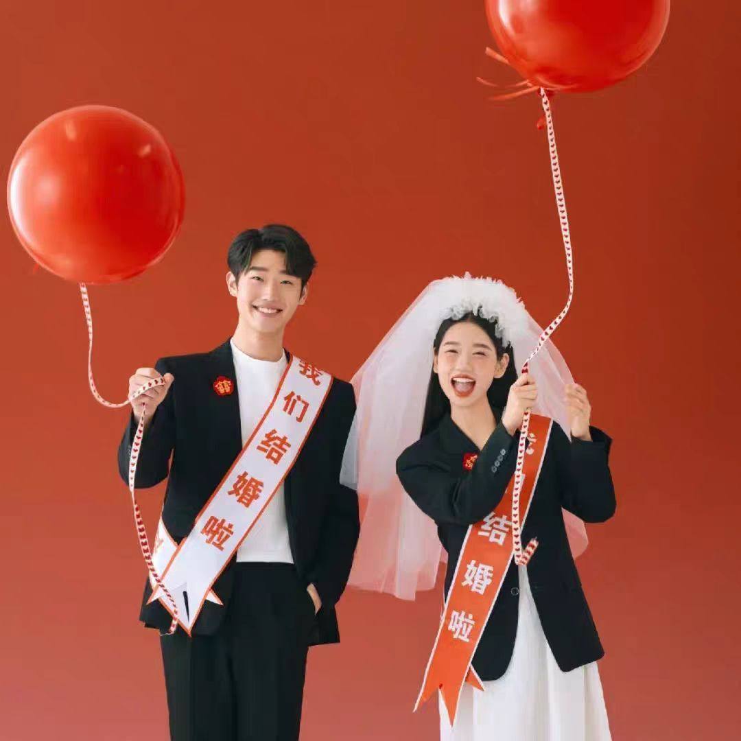 领证登记结婚授带绶带飘带肩带小红书ins婚礼跟拍仪式感拍照道具