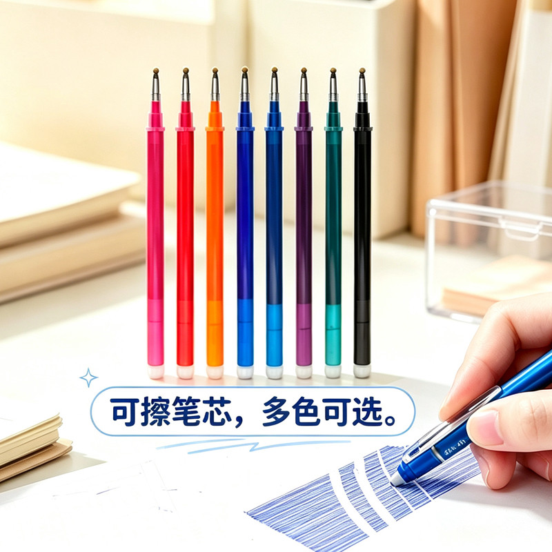 可擦笔芯大容量多色0.7/0.5晶蓝