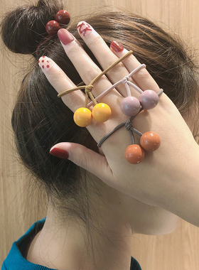 韩国糖果色可爱球球头绳发圈学生扎头发绳ins少女橡皮筋发饰女