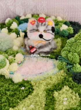 虎斑美短快餐店售货员原创设计成品扭扭棒萌宠diy玩具汽车摆件