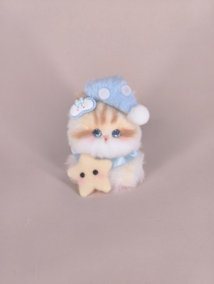 【睡帽金渐层】原创设计猫猫汽车摆件成品小猫玩具蓝眼睛猫咪挂件