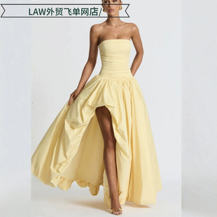 deep neck party 礼服连 Sexy dress抹胸开叉系带纯色时尚 satin