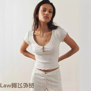 women long sleeved 针织花朵恤 Lace shirt热销领短袖 sexy