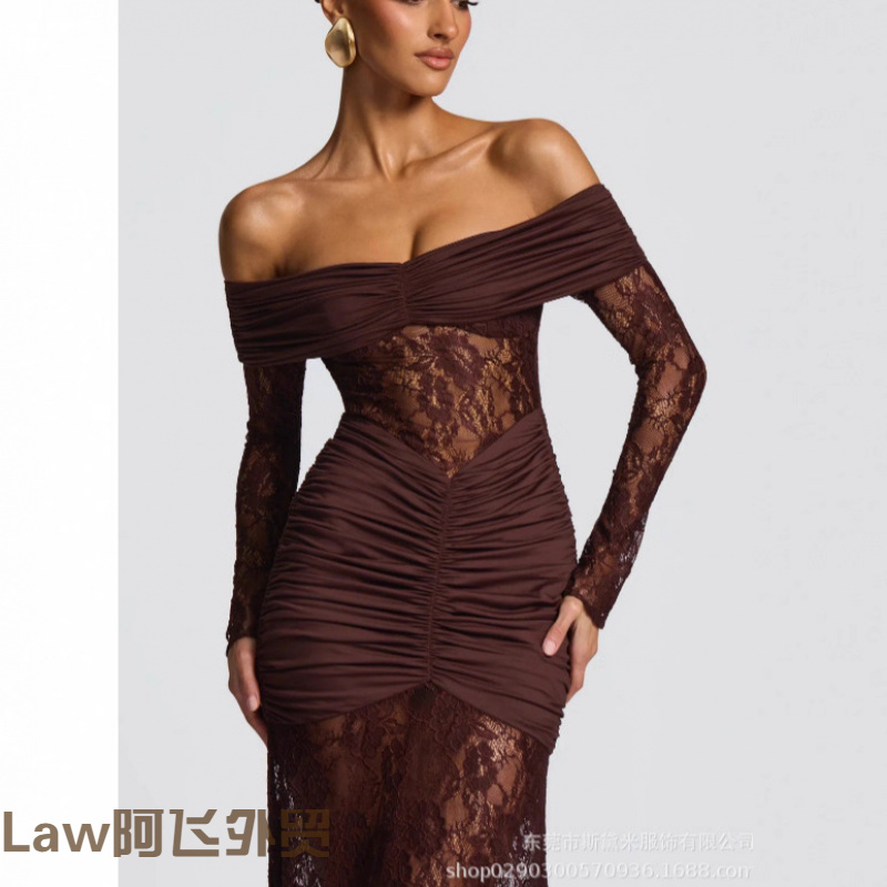 Lace-cutsexysatinprintdress气