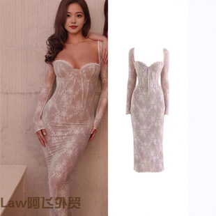 strapless Flattering print floral dress性感纯欲露锁骨蕾 sexy