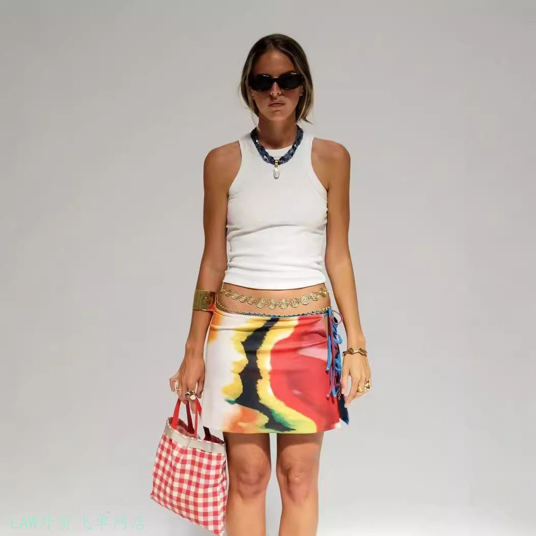 Sexy dress striped printed short skirtS32261逊性感系带迷你绑