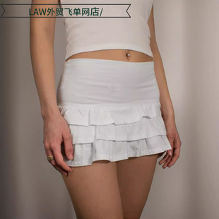 lace Sexy sleeveless fit dress性感翻边低腰防走光荷叶边 slim