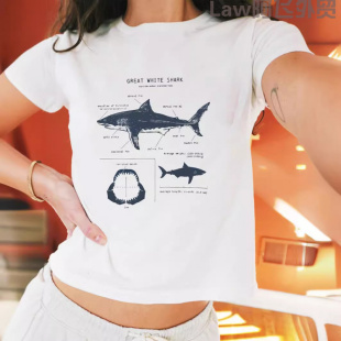 修身 sexy slim short fit Printed shirt爆款 辣妹短款 women