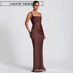 Sleeveless sequin back split sexy party dress丝滑断面含鱼骨