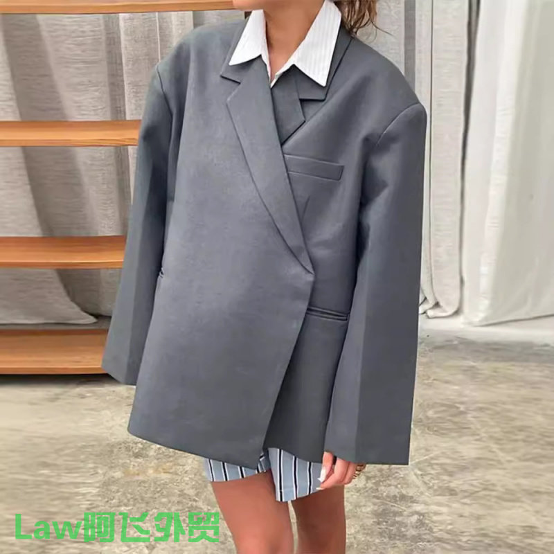 Sexy Sleeve Loose Jacket Coat开衩西装外套女宽松口袋通勤外套