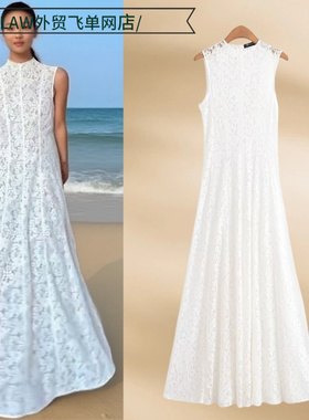 Sexy satin deep V-neck party dress法式小众春夏时尚白色蕾丝钩