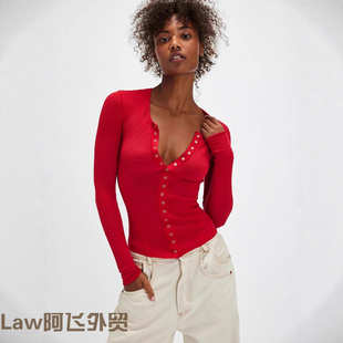 draped satin vest时尚 Lace 长袖 casual 热卖 圆领纽扣罗纹纯 sexy