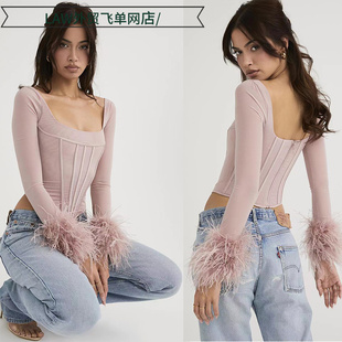 deep top Sexy dress时尚 camisole ball 鱼骨排背心女粉 sequin