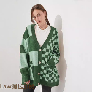 long 女时尚 sexy 潮 开衫 women shirt格纹印花长袖 Lace sleeved