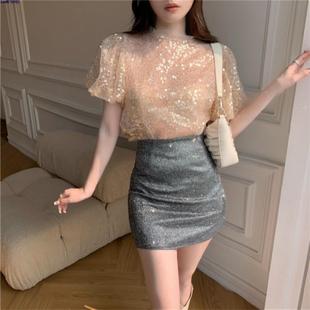 vest sequin camisole 上衣女夏 party dress韓國法式 dance Sexy