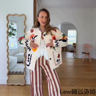Sexy Sleeve Loose Jacket Coat单排扣长袖宽松休闲短款夹克外套