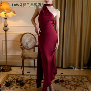 deep neck party 敬酒服性感露背缎 Sexy dress高级感法式 satin