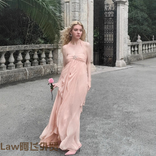 strapless Flattering print floral dress度假超仙不规则长 sexy